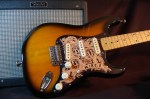Hand tooled custom leather stratocaster pickguard